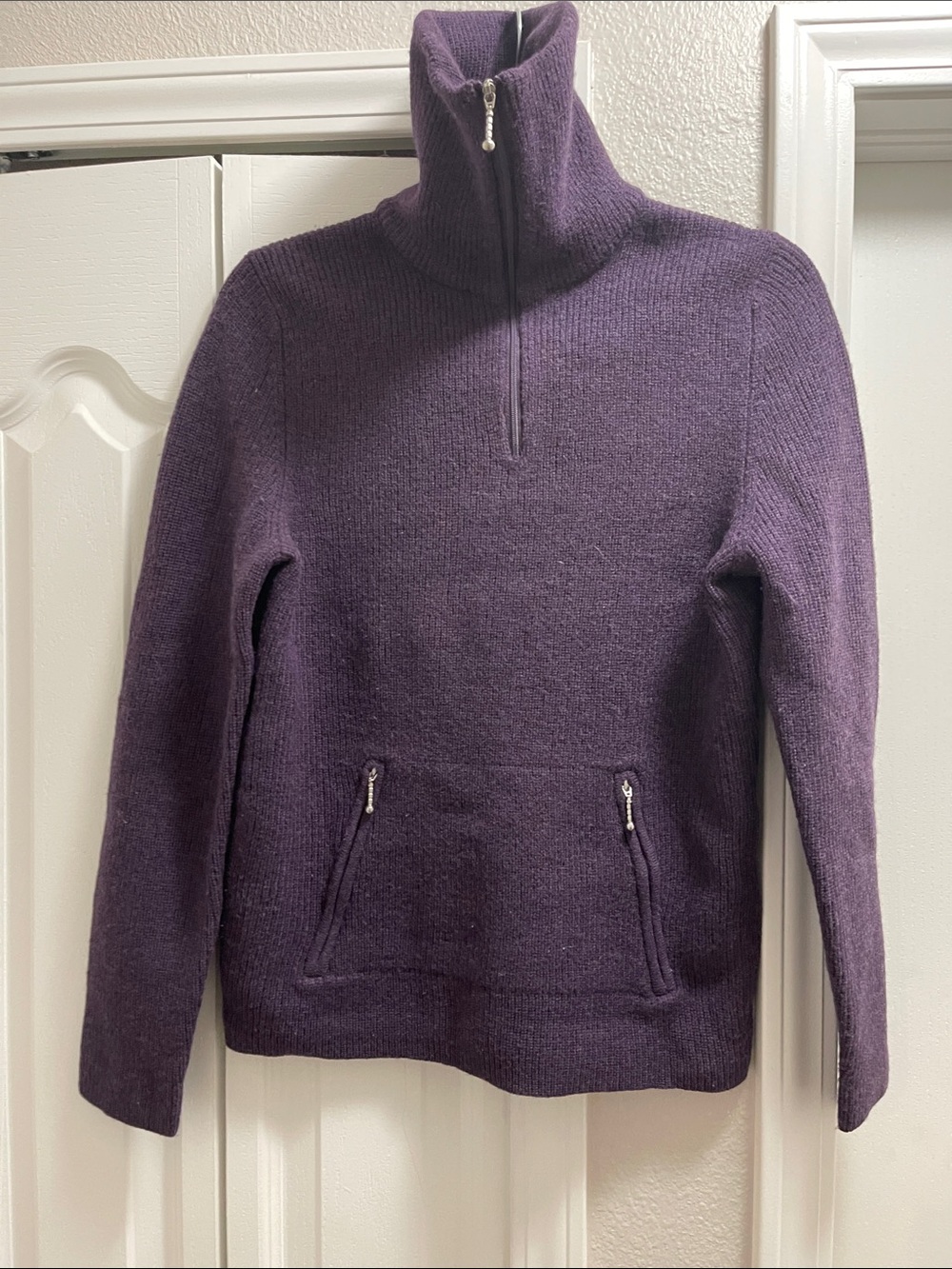 Sarah Spencer Purple Half-Zip Turtleneck Sweater
